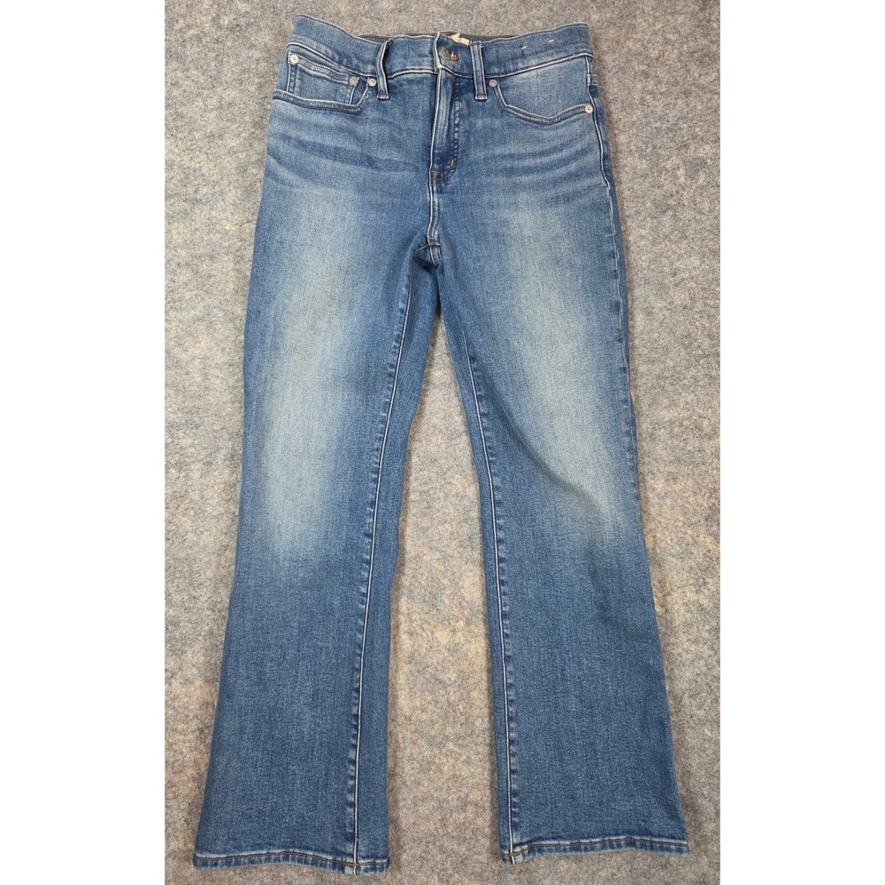 Madewell Mid-Rise Kick Out Jeans Medium Wash Blue Flare Stretch Size 27